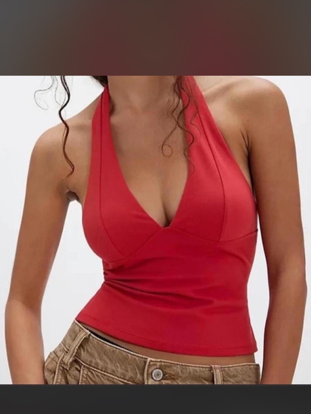 Free people Red Halter V-Neck Tank Top - Women